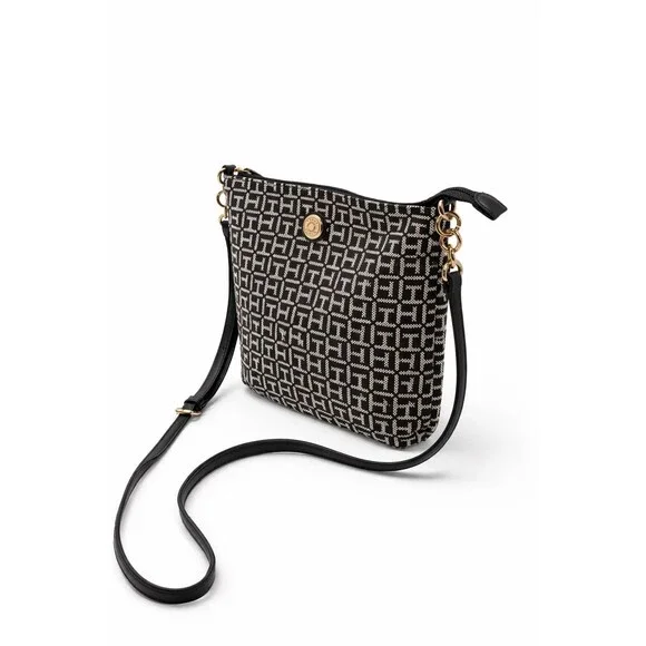 Tommy Hilfiger Bag / Crossbody Black White Monogram / Y2K Bag / Classic Preppy - Picture 3 of 15